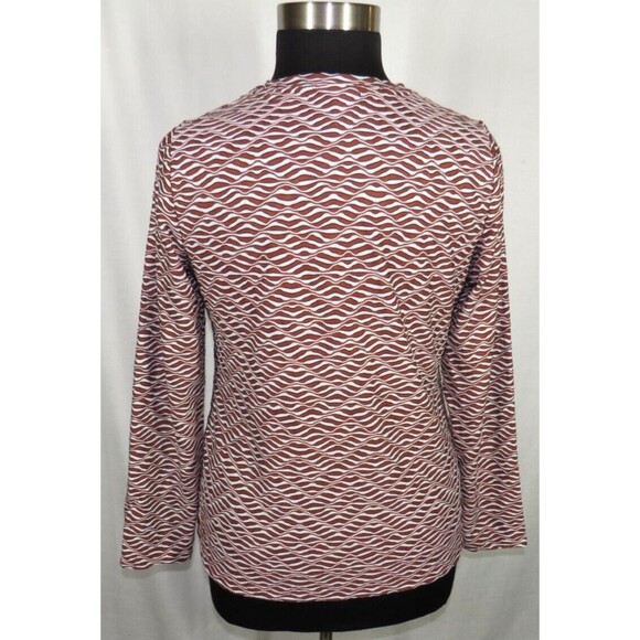 Ava + Viv Rust White Textured Abstract Swirl Print Long Sleeve Top Plus Size 16 - Picture 6 of 8